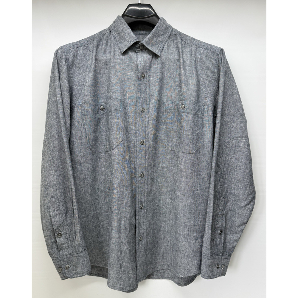 Orvis Shirt Mens Large Hemp Tencel Lyocell Blend Long Sleeve Charcoal